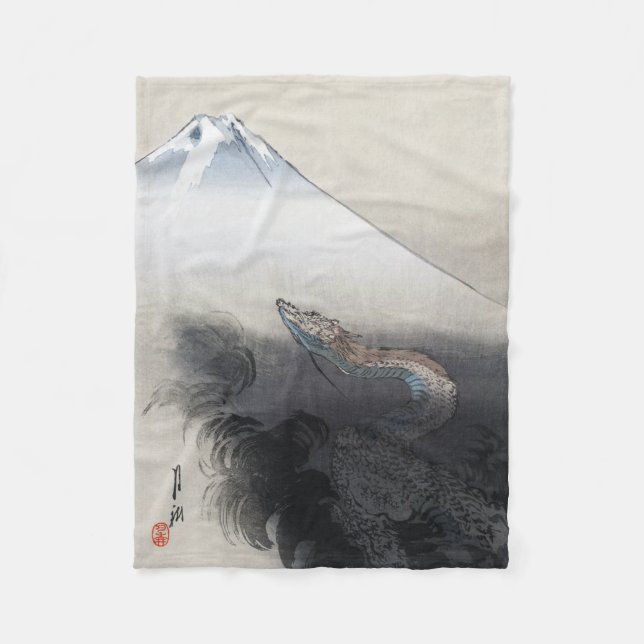 Ryu Shoten: Ascending Dragon over Fuji, Japan Fleece Blanket (Front)