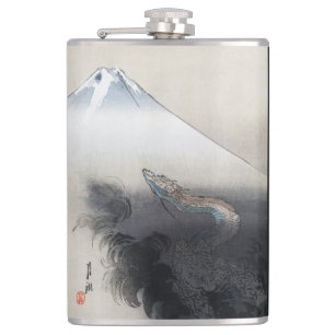 Ryu Shoten: Ascending Dragon over Fuji, Japan Hip Flask
