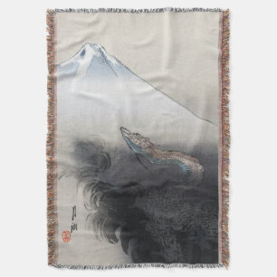 Ryu Shoten: Ascending Dragon over Fuji, Japan Throw Blanket