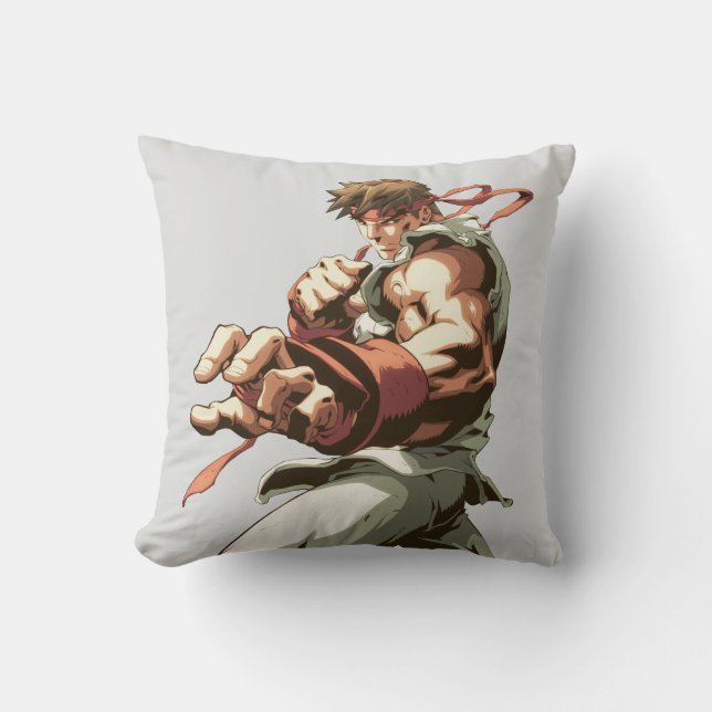 Ryu Stance Throw Pillow (Front)