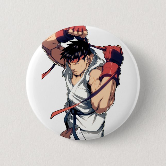 Ryu Tying Headband 2 Inch Round Button (Front)