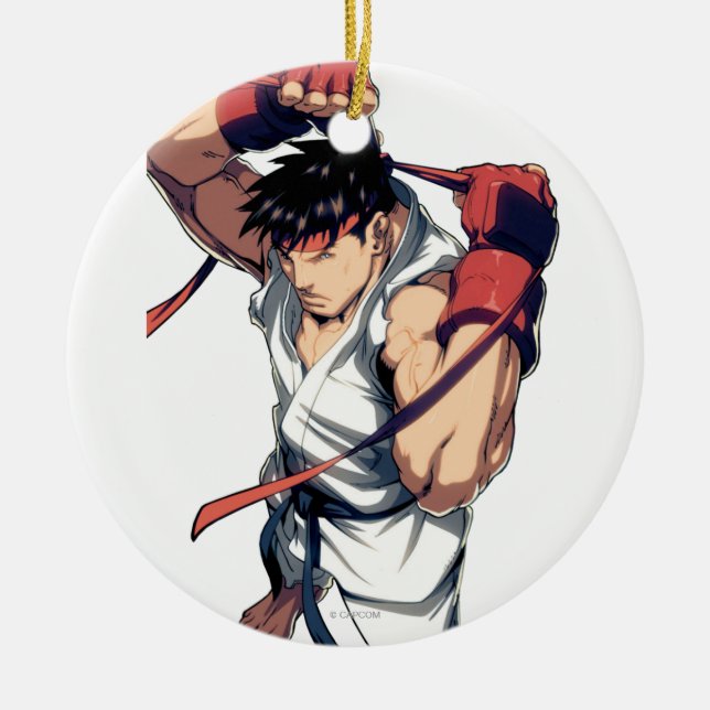 Ryu Tying Headband Ceramic Ornament (Front)