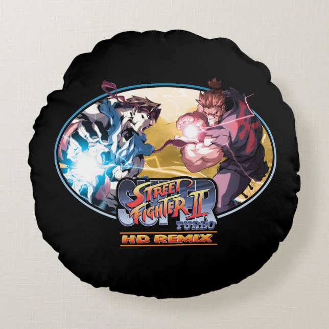 Ryu Vs Akuma 2 Round Pillow (Front)