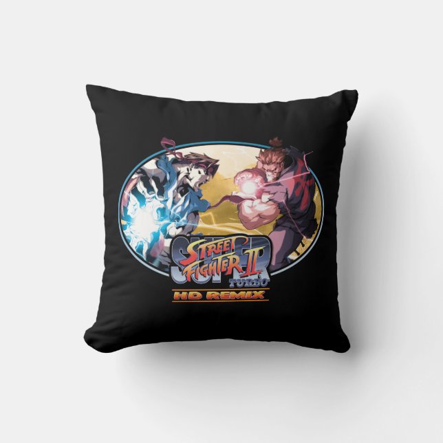 Ryu Vs Akuma 2 Throw Pillow (Front)