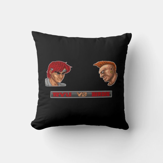 Ryu Vs Birdie Throw Pillow (Front)
