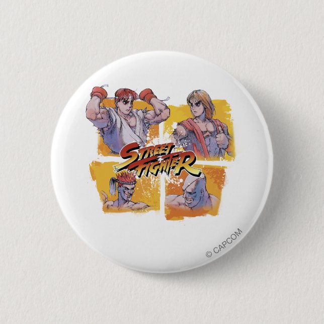 Ryu Vs Ken & Adon Vs Sagat 2 Inch Round Button (Front)
