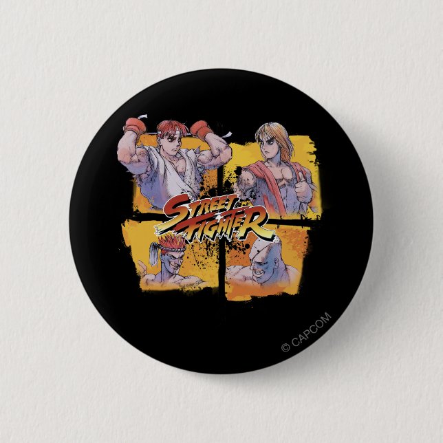 Ryu Vs Ken & Adon Vs Sagat 2 Inch Round Button (Front)