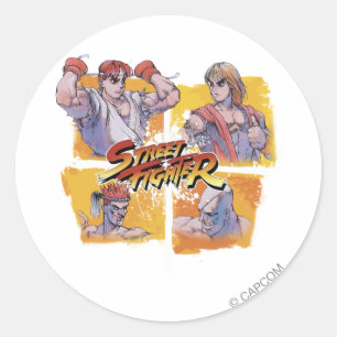 Ryu Vs Ken & Adon Vs Sagat Classic Round Sticker