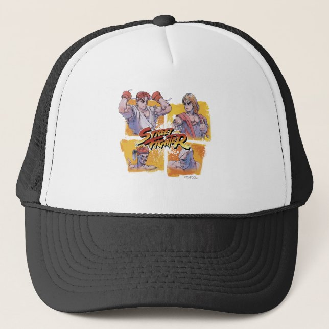Ryu Vs Ken & Adon Vs Sagat Trucker Hat (Front)