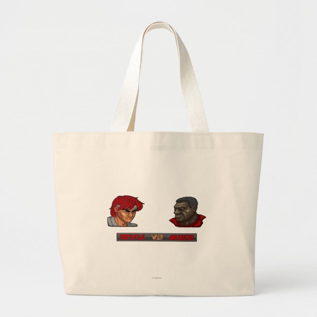 Ryu Vs Mike Large Tote Bag (Front)