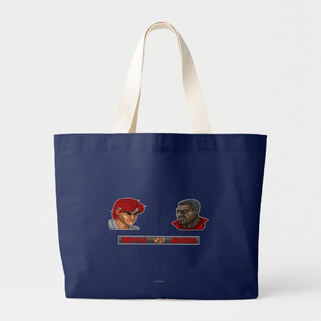 Ryu Vs Mike Large Tote Bag (Front)