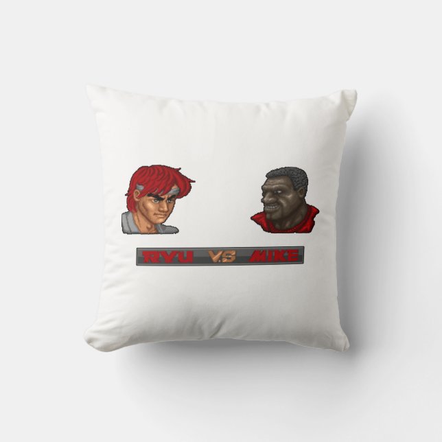 Ryu Vs Mike Throw Pillow (Front)