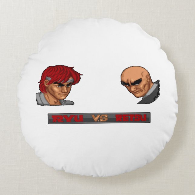 Ryu Vs Retsu Round Pillow (Front)