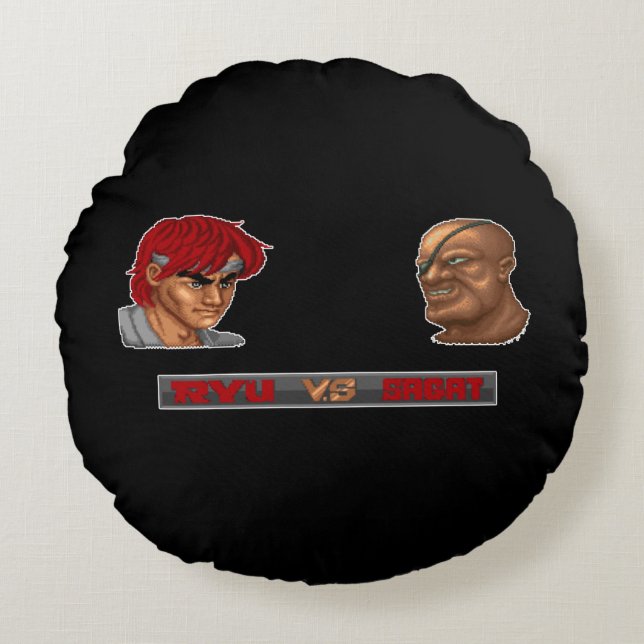 Ryu Vs Sagat 2 Round Pillow (Front)
