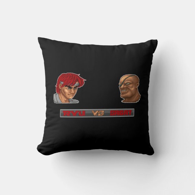 Ryu Vs Sagat 2 Throw Pillow (Front)