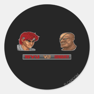 Ryu Vs Sagat Classic Round Sticker