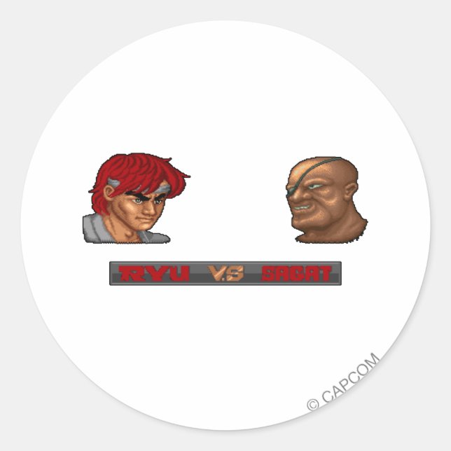 Ryu Vs Sagat Classic Round Sticker (Front)