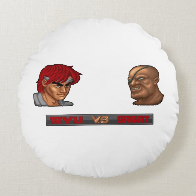 Ryu Vs Sagat Round Pillow (Front)