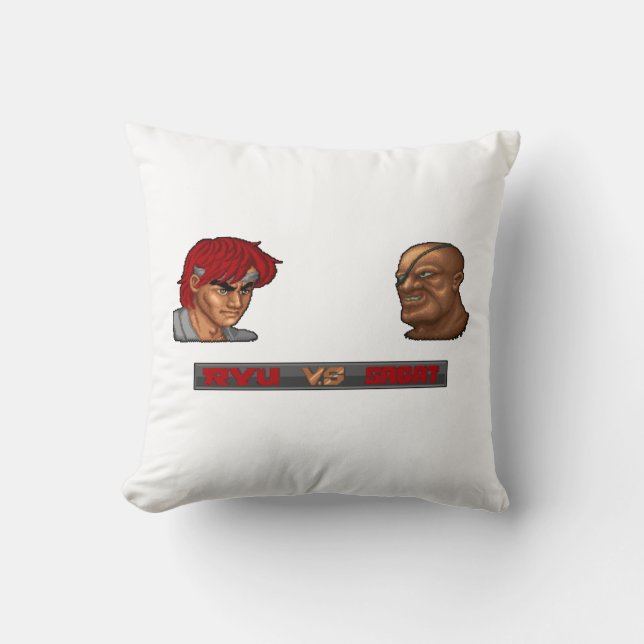 Ryu Vs Sagat Throw Pillow (Front)