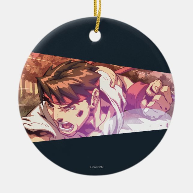 Ryu Wide Action Shot Ceramic Ornament (Front)