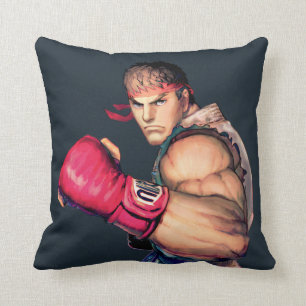 Ryu with Fist Raised Throw Pillow
