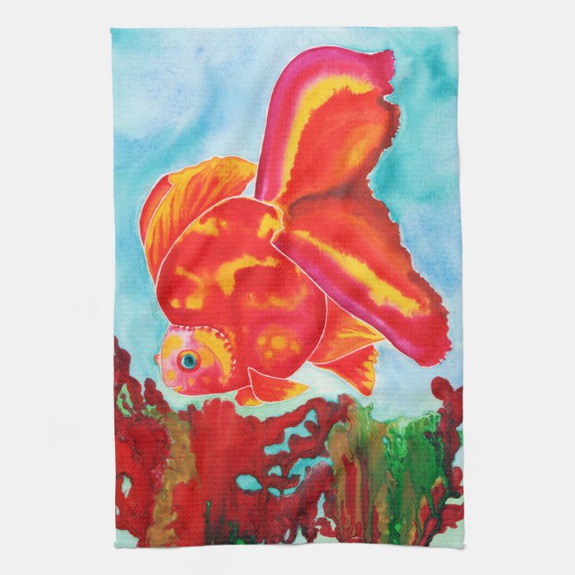 Ryukin Goldfish kitchen/hand towel (Vertical)