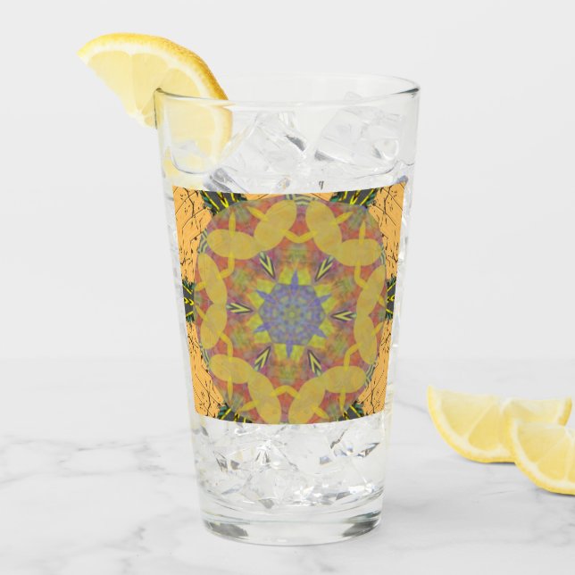 RZ-glass cup rose like kaleidoscope art,YELLOW (Front Ice)