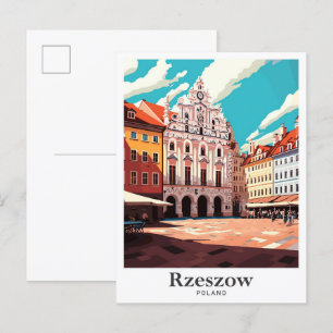Rzeszow Poland Art Vintage Travel Illustration Postcard