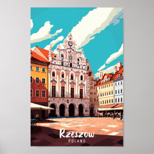 Rzeszow Poland vintage travel place illustration Poster