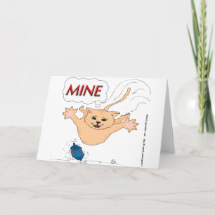 s11 Cat Pouncing on Hanukkah Dradle Holiday Card