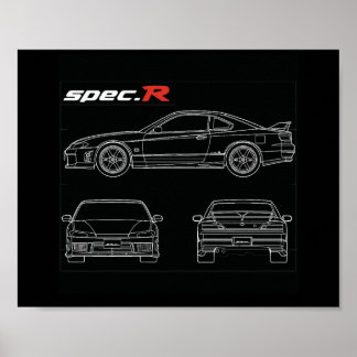 s15 spec r aero line art blue print drawing te37