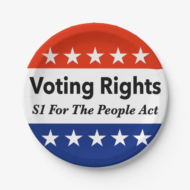 S1 Voting Rights For The People Act Paper Plate (Front)