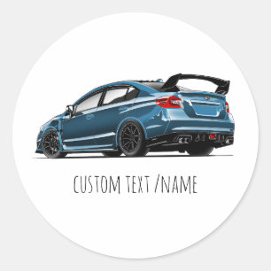 s205 rear angle drawing classic round sticker