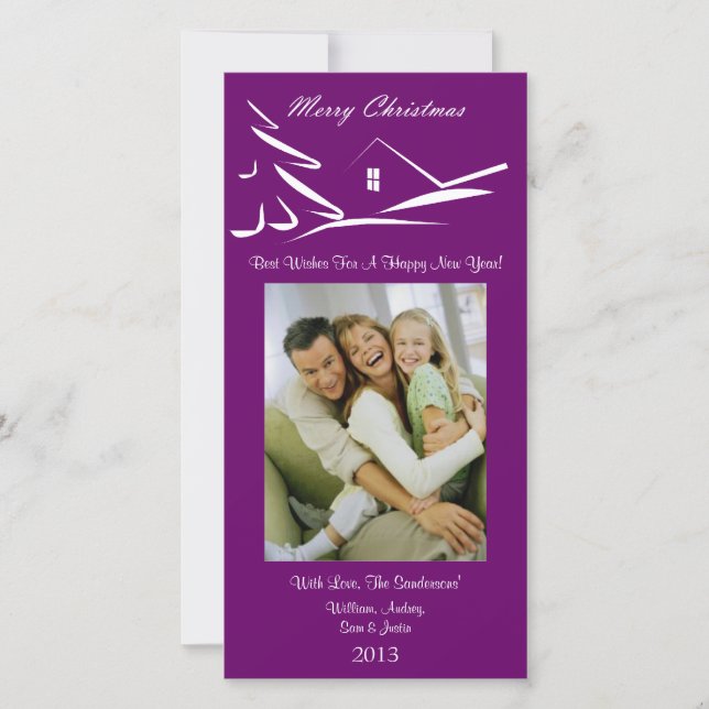 S3 Simple Beauty-Plumb Xmas Photo Card (Front)