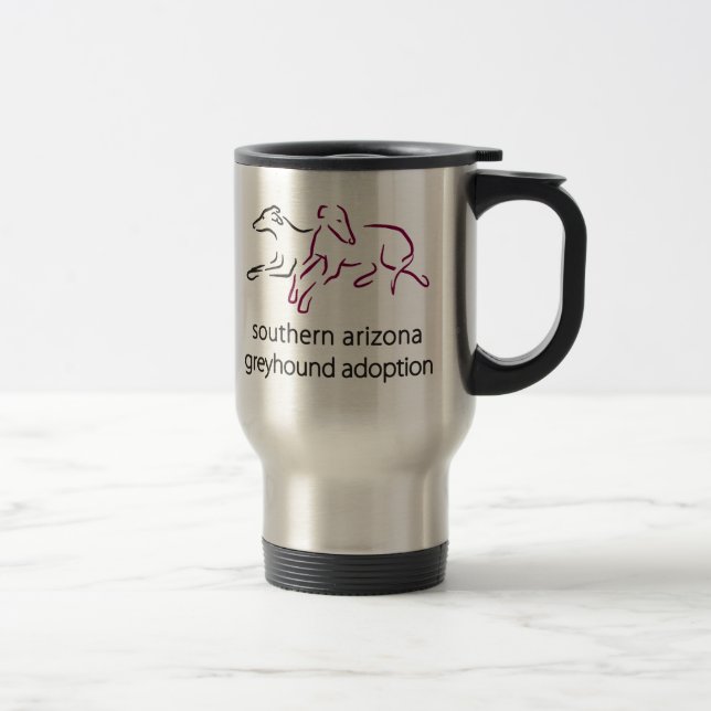 S A Greyhound Adoption Mug for travel (Right)