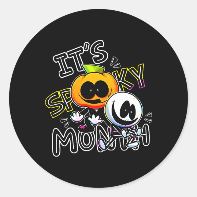 S And Pump It'S Spooky Month For Classic Round Sticker (Front)