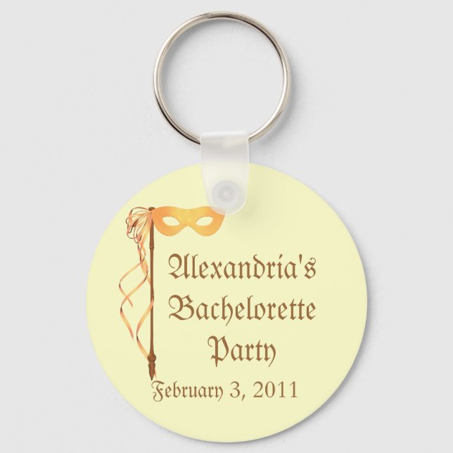 "_____'s Bachelorette Party" - Masquerade Theme Keychain (Front)