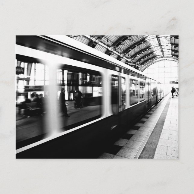 S-Bahn Berlin Schwarz Weiß Fotografie Postcard (Front)