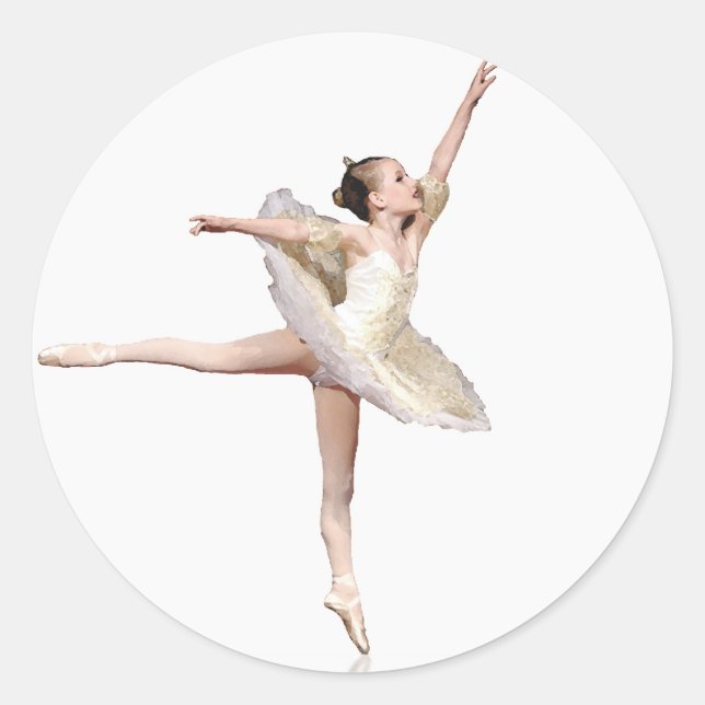 S- Ballerina Girl Classic Round Sticker (Front)