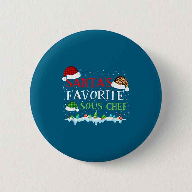 s Chef Santa Sous Fun Favorite Tee 2 Inch Round Button (Front)