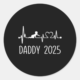 S Daddy Est 2025 Frequency Pulse New Daddy To Be Classic Round Sticker