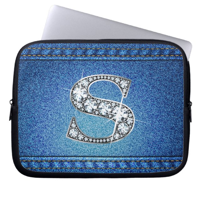 S "Diamond" Denim Stitching Electronics Bag (Front)