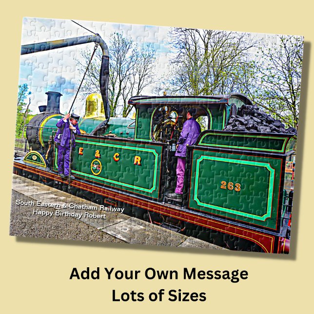 S E & Chatham Railway Steam Train - Add Name Text  Jigsaw Puzzle (Creator Uploaded)