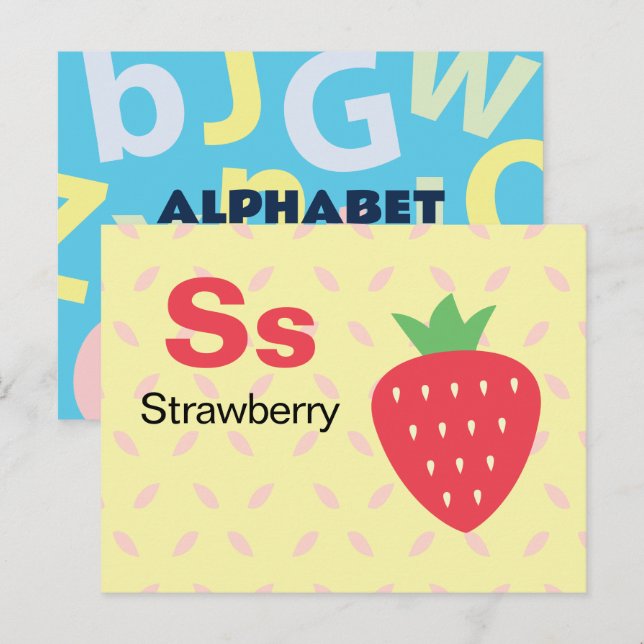 S est pour fraise - Carte Flash Alphabet (Devant / Derrière)