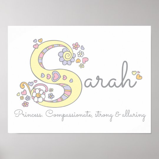 S For Sarah Monogram Letter Art Name Meaning Poster Zazzle Ca