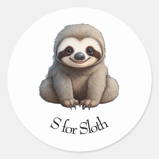 S for Sloth Classic Round Sticker (Front)