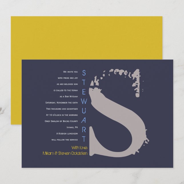 S Initial Collection Bat Bar Mitzvah Invitation (Front/Back)