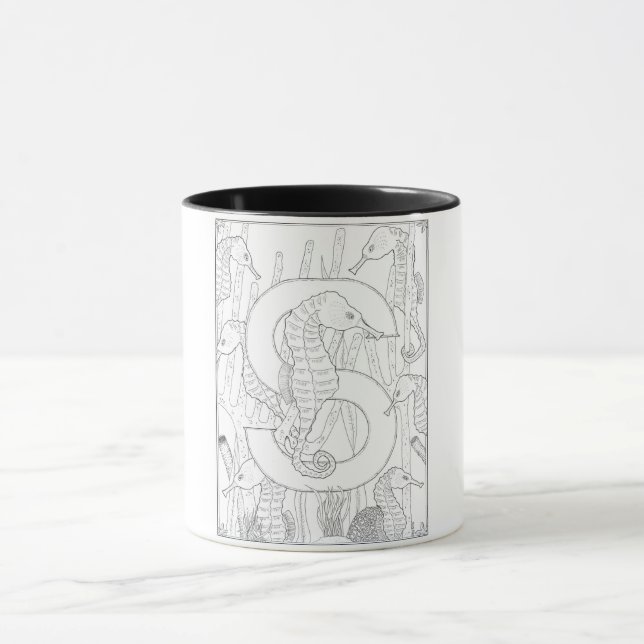 S is for Seahorse Monogram Mug (Center)