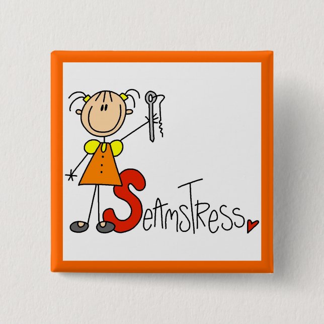S is for Seamstress 2 Inch Square Button (Front)