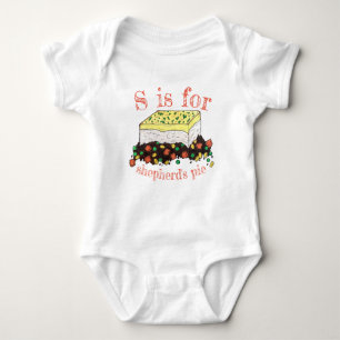 S is for Shepherd's Pie English UK British Food Baby Bodysuit